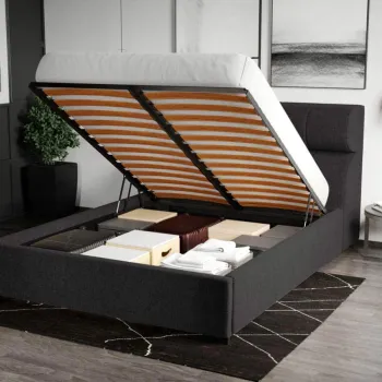 Pat Tapitat pentru saltea de 190 Galileo rabatabil cu lada Negru - Eden 21 140x190 imagine