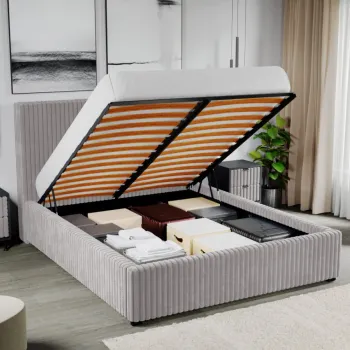 Pat Tapitat pentru saltea de 190 Reno rabatabil cu lada Gri - Tilia 11 180x190 imagine