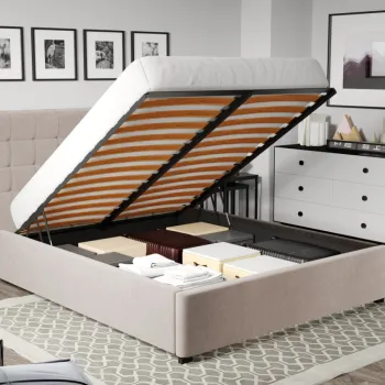 Pat Tapitat pentru saltea de 190 Rivo rabatabil cu lada Bej-Swing 2 180x190 imagine