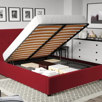 Pat Tapitat pentru saltea de 190 Rivo rabatabil cu lada Visiniu - Riviera 61 180x190 imagine