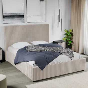 Pat Tapitat Reno cu somiera fixa Crem - Tilia 3 180x200 imagine