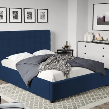 Pat Tapitat Rivo cu somiera fixa Albastru inchis - Riviera 81 180x200 imagine