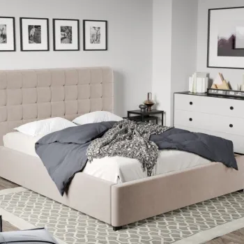 Pat Tapitat Rivo cu somiera fixa Bej-Swing 2 160x200 imagine