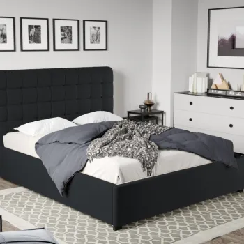 Pat Tapitat Rivo cu somiera fixa Negru - Falcone 14 180x200 imagine