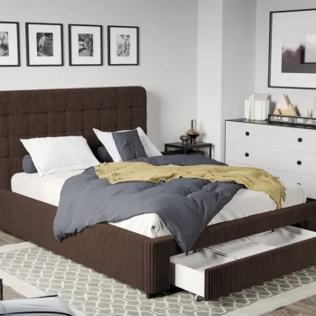 Pat Tapitat Rivo cu somiera si sertar Maro - Poso 06 160x200 imagine