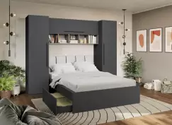 Set Dormitor Noce 2.56m cu pat tapitat Alb incadrat imagine