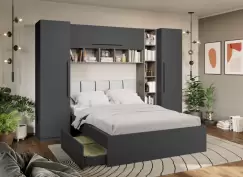 Set Dormitor Noce 2.84m cu pat tapitat Alb incadrat imagine