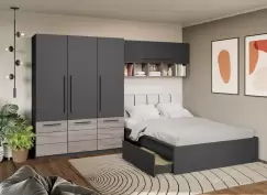 Set Dormitor Noce 3.05m cu pat tapitat Alb incadrat imagine