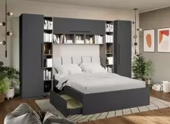 Set Dormitor Noce 3.12m cu pat tapitat Alb incadrat imagine