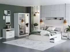 Set Dormitor Nordis Alb C03 cu oglinda imagine