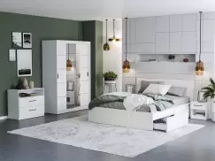 Set Dormitor Nordis Alb C04 cu oglinda imagine