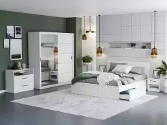 Set Dormitor Nordis Alb C10 cu oglinda imagine