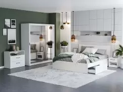 Set Dormitor Nordis Alb C11 cu oglinda imagine