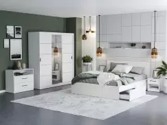 Set Dormitor Nordis Alb C12 cu oglinda imagine