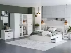 Set Dormitor Nordis Alb C22 cu oglinda imagine