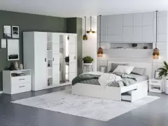 Set Dormitor Nordis Alb C24 cu oglinda imagine