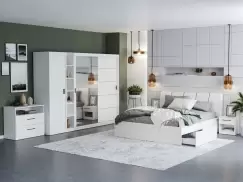 Set Dormitor Nordis Alb C26 tapitat / oglinda imagine