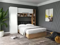 Set Dormitor Timea 2.33m cu pat tapitat Negru incadrat imagine