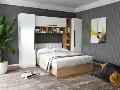 Set Dormitor Timea 2.84m cu pat tapitat Alb incadrat imagine