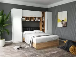 Set Dormitor Timea 2.84m cu pat tapitat Negru incadrat imagine