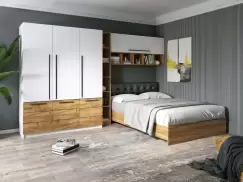 Set Dormitor Timea 3.33m cu pat tapitat Negru incadrat imagine