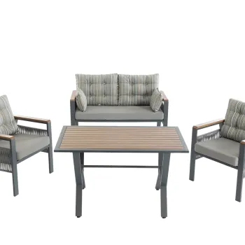 Set Ilira - Canapea + 2 Fotolii + Masuta Gri imagine