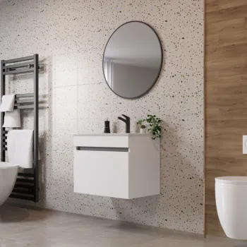 Set Masca Baie Suspendata + Chiuveta 650 + Oglinda Rotunda Albio imagine