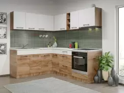 Set Mobila Bucatarie Colt Gastro 180*220 Alb/Stejar - C26 imagine