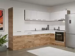 Set Mobila Bucatarie Colt Gastro 300*160 Alb/Stejar - C31 imagine