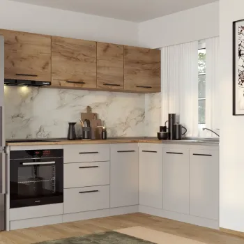 Set Mobila Bucatarie Colt Linea 180*220 Casmir / Stejar C20 imagine