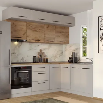 Set Mobila Bucatarie Colt Linea 180*220 Casmir / Stejar C32 imagine