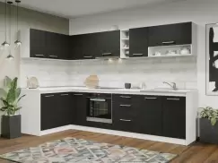 Set Mobila Bucatarie Colt Mina 140*300 Alb/Ferrara - C29 imagine