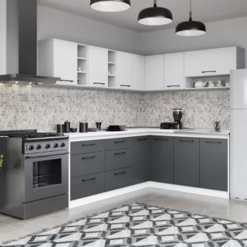 Set Mobila Bucatarie Colt Mina Dual 180*220 Gri Antracit/Alb C120 imagine