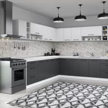 Set Mobila Bucatarie Colt Mina Dual 280*280 Gri Antracit/Alb C118 imagine