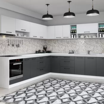 Set Mobila Bucatarie Colt Mina Dual 300*300 Gri Antracit/Alb C117 imagine