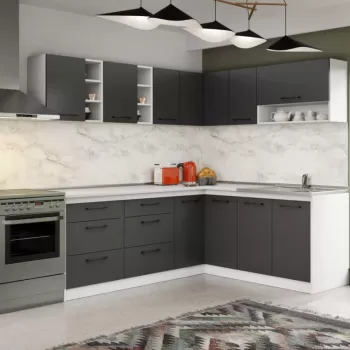 Set Mobila Bucatarie Colt Mina Grafit 180*220 Gri Antracit - C94 imagine