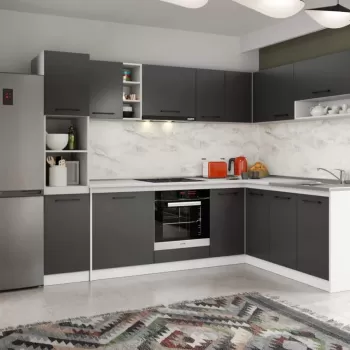 Set Mobila Bucatarie Colt Mina Grafit 180*260 Gri Antracit - C85 imagine