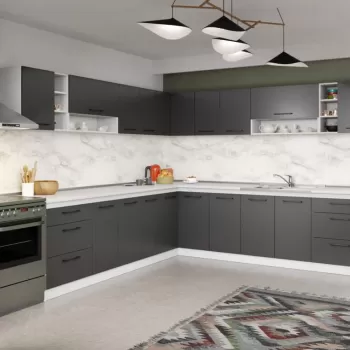 Set Mobila Bucatarie Colt Mina Grafit 280*280 Gri Antracit - C92 imagine