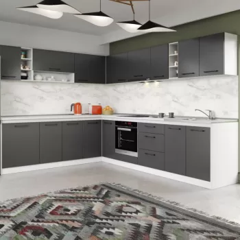 Set Mobila Bucatarie Colt Mina Grafit 300*240 Gri Antracit - C88 imagine