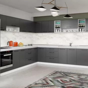 Set Mobila Bucatarie Colt Mina Grafit 300*300 Gri Antracit - C91 imagine