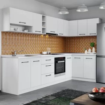 Set Mobila Bucatarie Colt Mina Pure 140*300 Alb C62 imagine