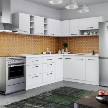 Set Mobila Bucatarie Colt Mina Pure 180*220 Alb C67 imagine