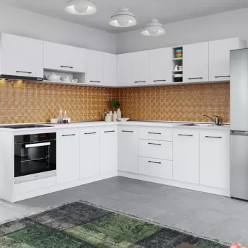 Set Mobila Bucatarie Colt Mina Pure 240*240 Alb C60 imagine