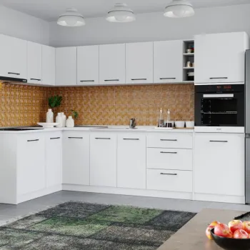 Set Mobila Bucatarie Colt Mina Pure 300*160 Alb C195 imagine