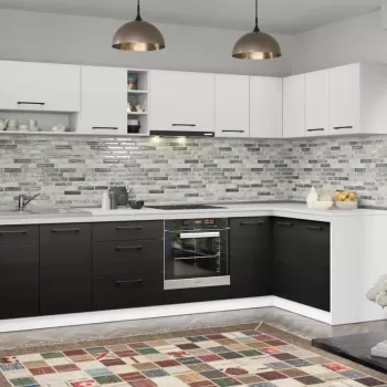 Set Mobila Bucatarie Colt Mina Yang 140*300 Ferrara/Alb C143 imagine