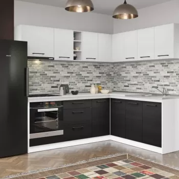 Set Mobila Bucatarie Colt Mina Yang 180*220 Ferrara/Alb C140 imagine