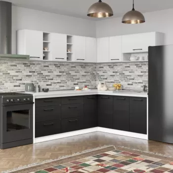 Set Mobila Bucatarie Colt Mina Yang 180*220 Ferrara/Alb C148 imagine