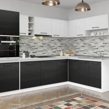 Set Mobila Bucatarie Colt Mina Yang 180*280 Ferrara/Alb C193 imagine