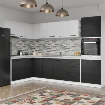 Set Mobila Bucatarie Colt Mina Yang 300*160 Alb/Ferrara C198 imagine