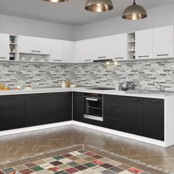 Set Mobila Bucatarie Colt Mina Yang 300*240 Ferrara/Alb C142 imagine